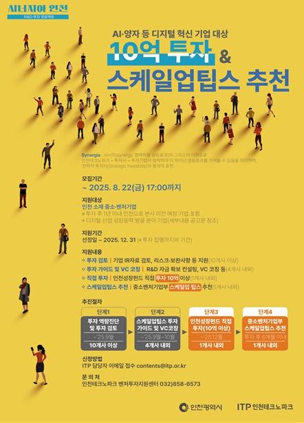 인공지능(AI)·양자 등 디지털 혁신기업 대상 ‘10억 투자 및 스케일업팁스’ 추천 지원 기사 이미지
